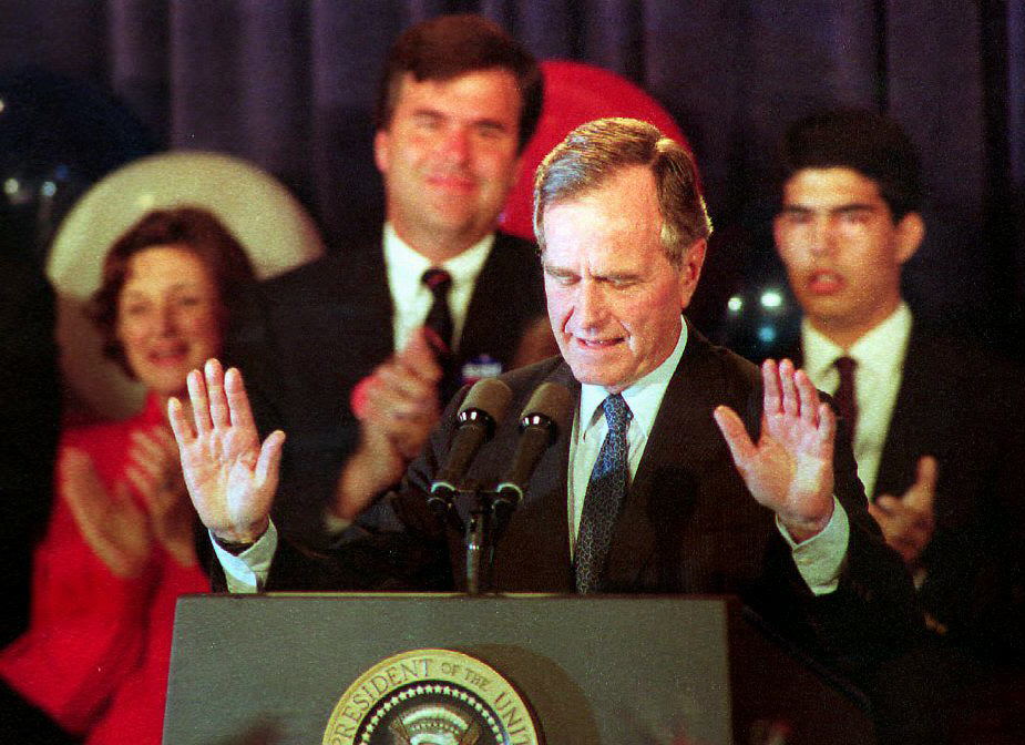 George H.W. Bush conceding his election