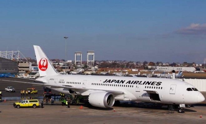 A Japan Airlines Boeing 787 Dreamliner aircraft