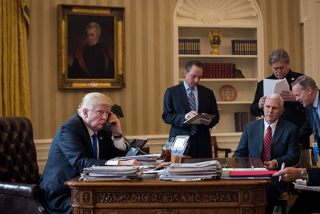 President Trump on the phone with President Putin
