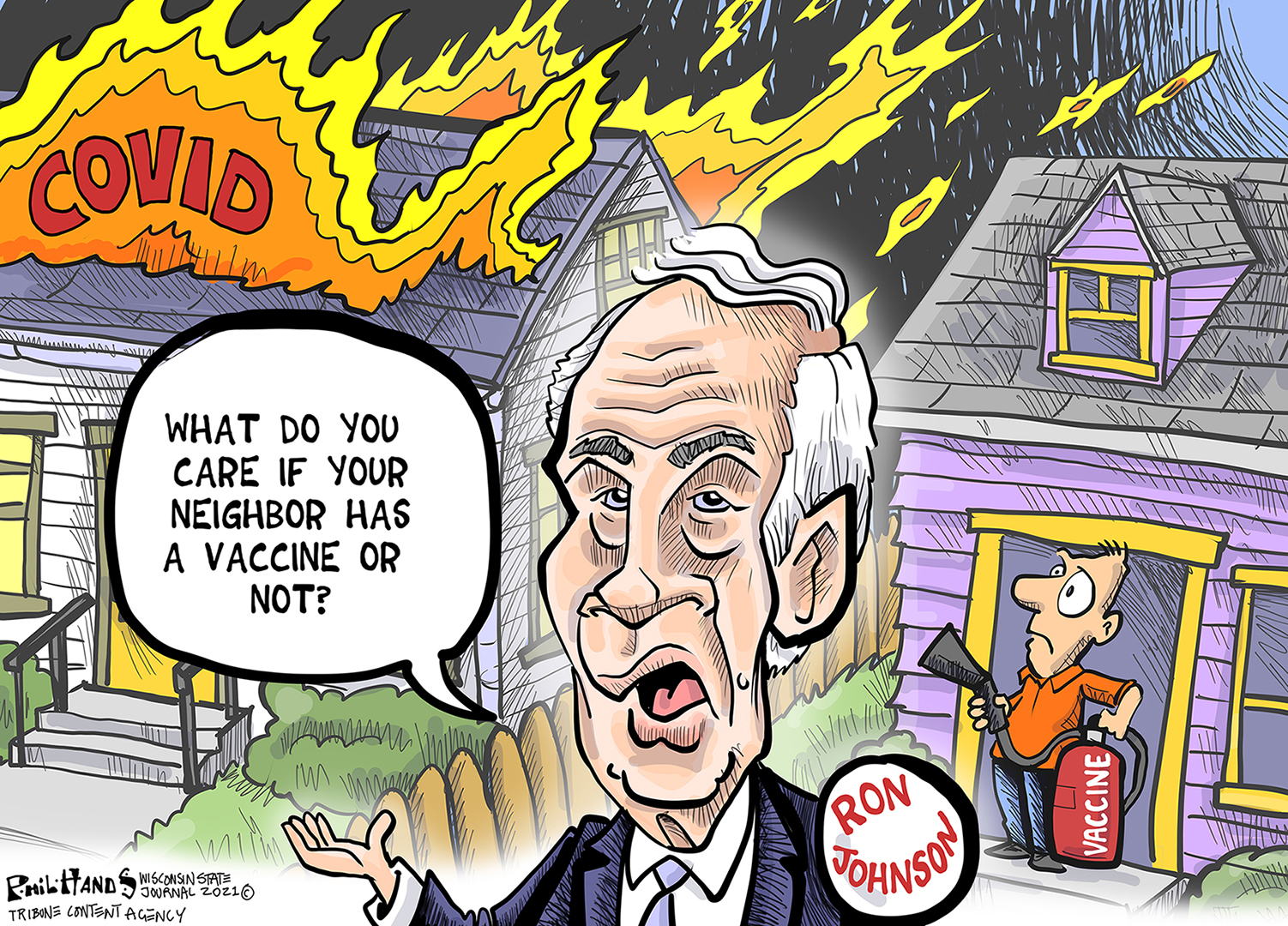 Political Cartoon U.S. ron johnson covid vaccine