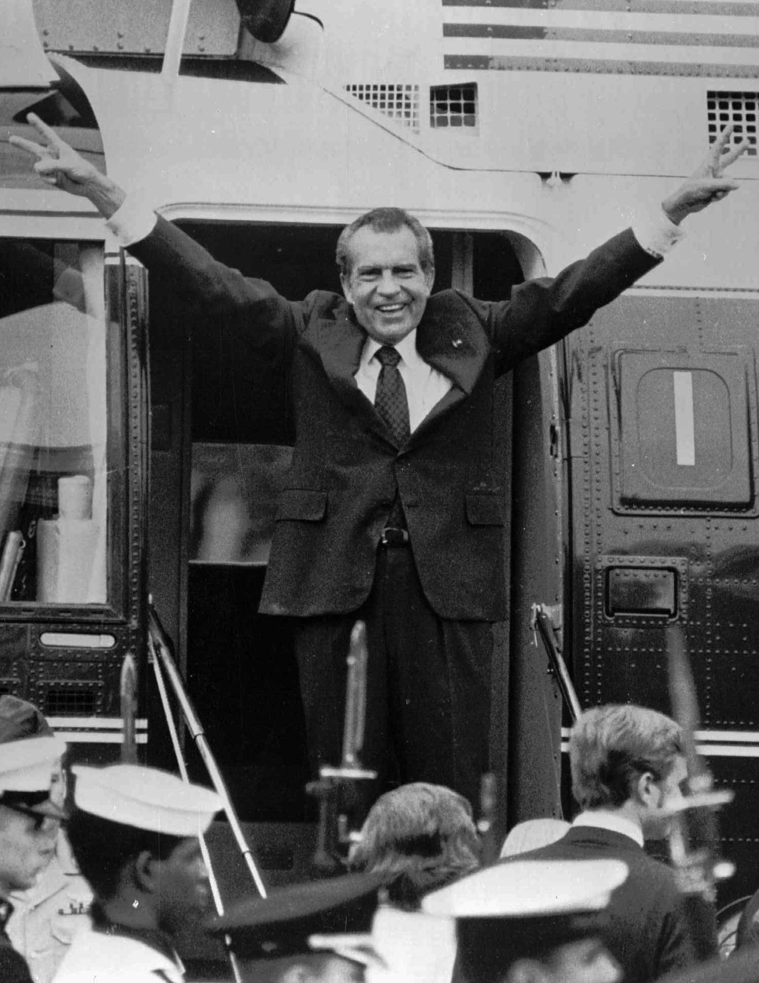 Richard Nixon leaves the White House after resigning.