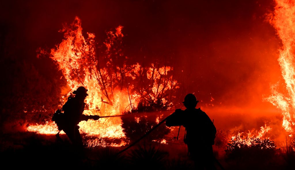Firefighters battle the Bobcat fire.