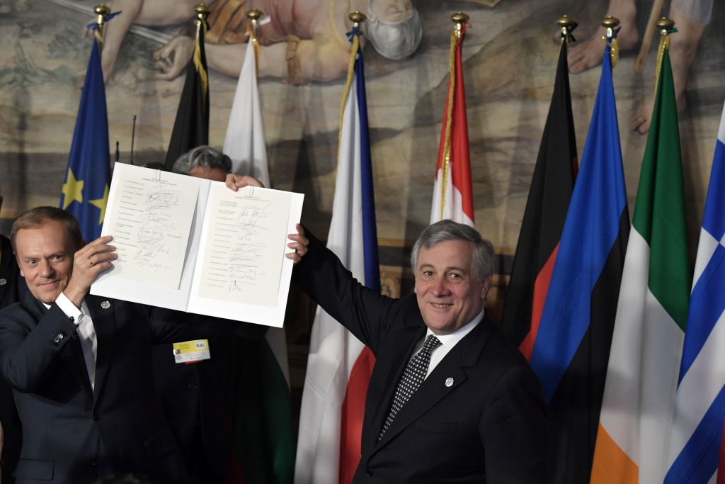 EU leaders display the Rome Declaration