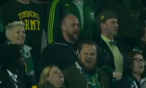 In the first ever Portland Timbers Major League Soccer Game, 17,000 fans sang the &quot;Star Spangled Banner&quot; with exuberance through the rain and all.