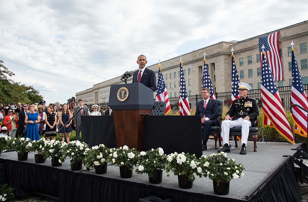 President Obama speaks at a 9/11 memorial service at the Pentagon
