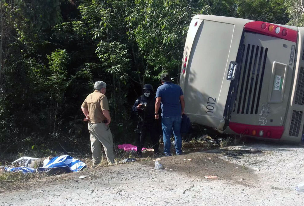 The scene of Tuesday&#039;s bus accident in Mexico.