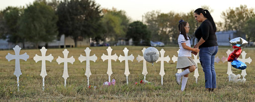 Mourners at a vigil in Sutherland Springs, Texas.