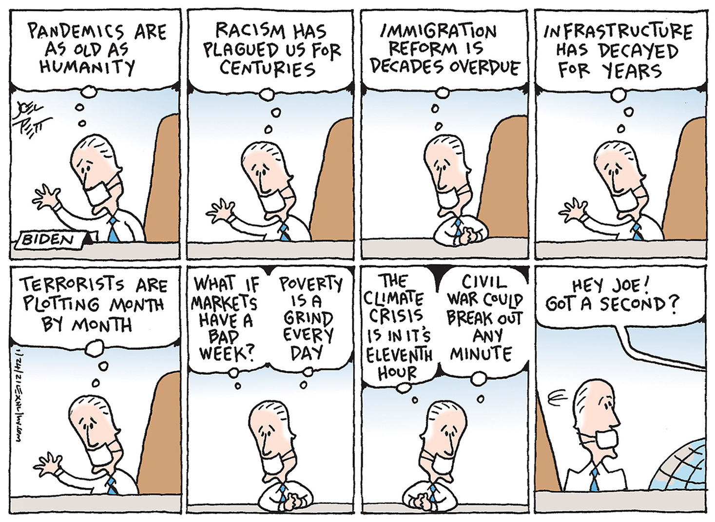 Political Cartoon U.S. biden challenges