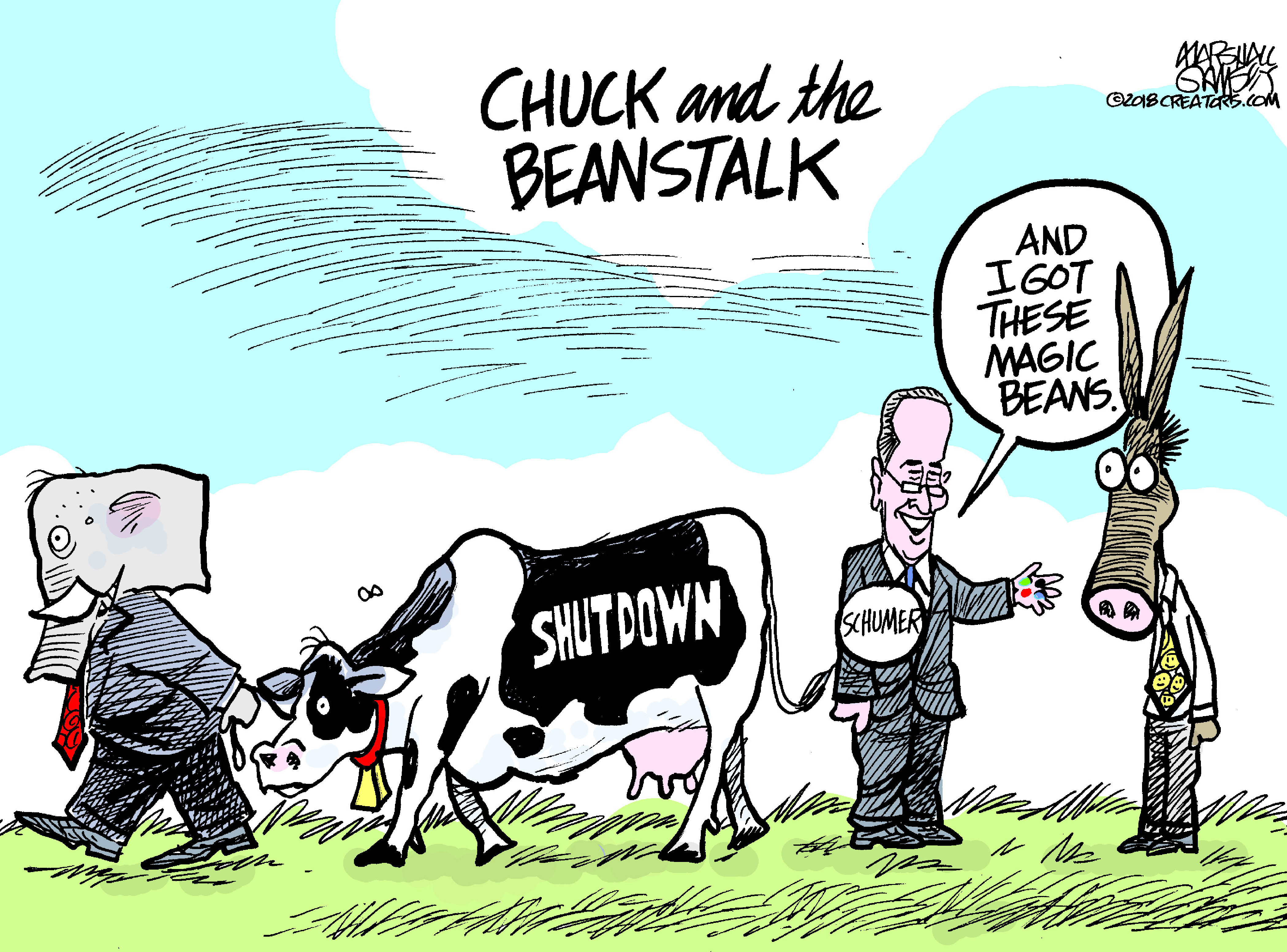 Political cartoon . government shutdown deal Chuck Schumer GOP
