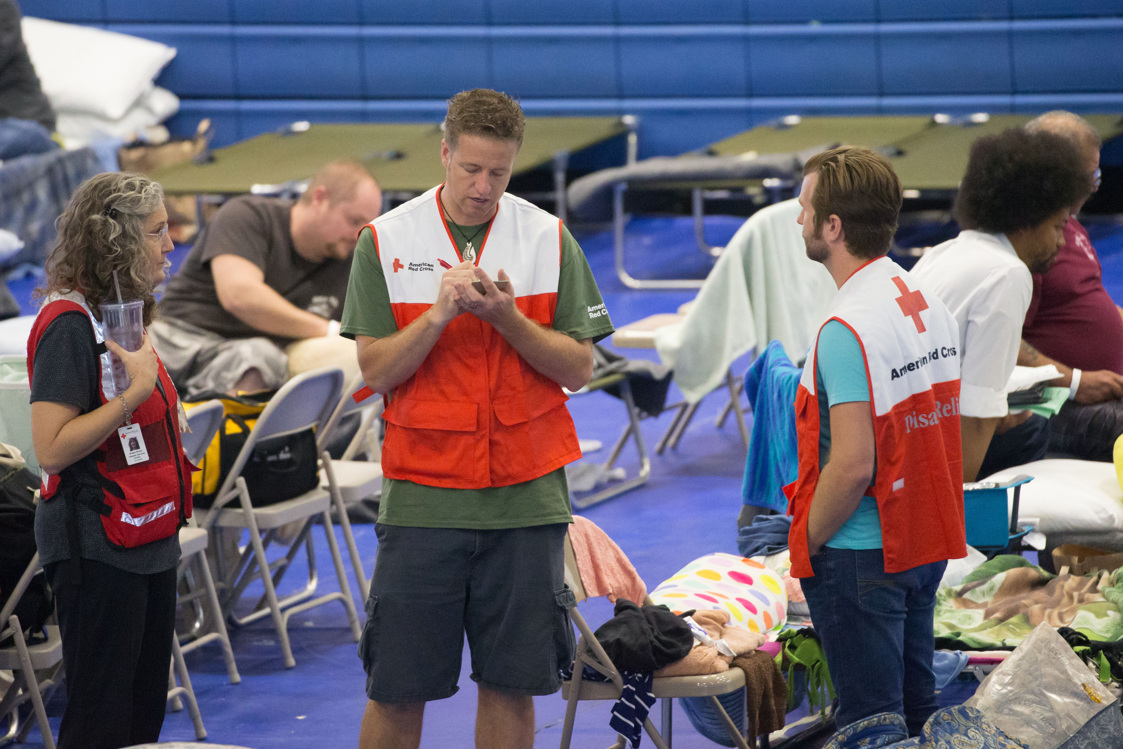 Red Cross personnel help out after Hurricane Harvey