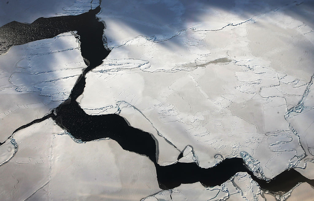 Ice floats near the coast of West Antarctica. 