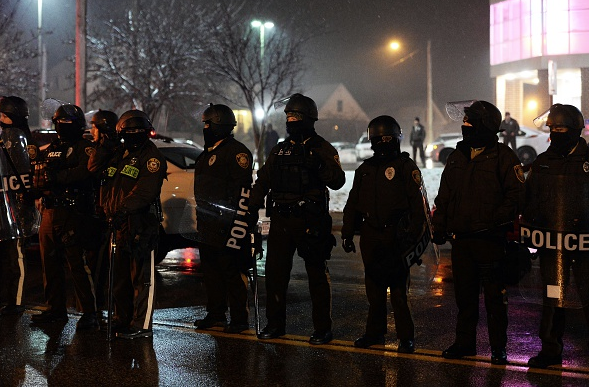 Police officers in Ferguson
