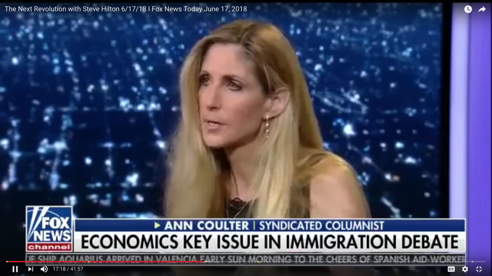 Ann Coulter on Fox News Today.