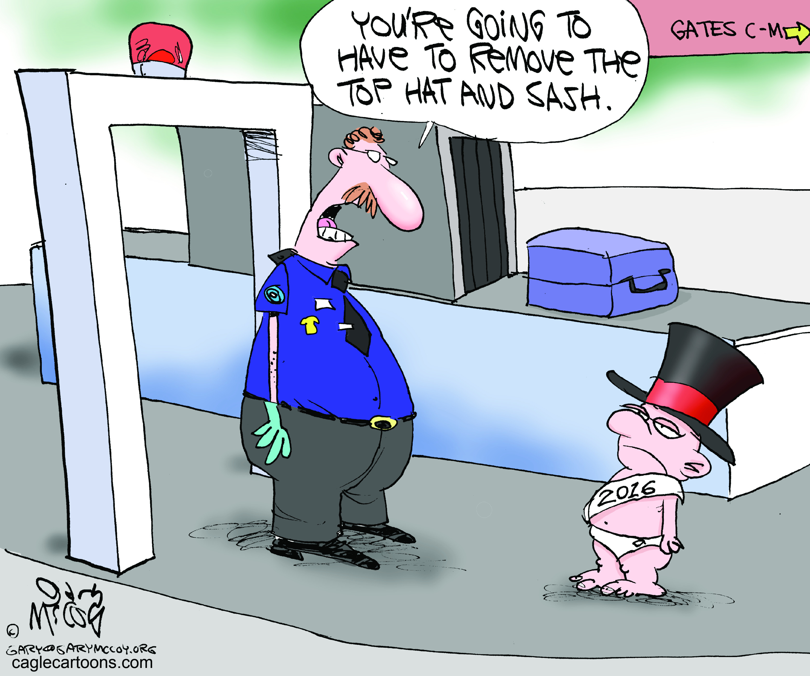 Editorial cartoon World New Year Airport Security