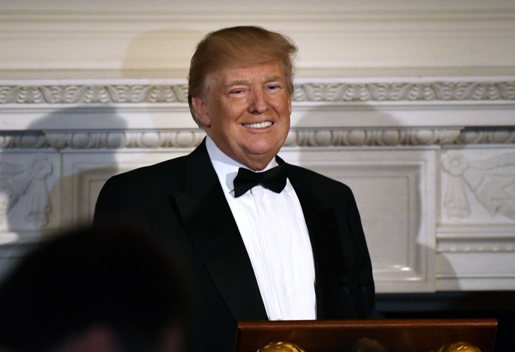 President Donald Trump speaks during the Governors&#039; Ball in the State Dinning Room of the White House on February 25, 2018 in Washington, DC.