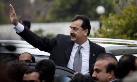 Pakistan&#039;s Prime Minister Yousuf Raza Gilani arrives at a Feb. 13 Supreme Court hearing in Islamabad: Gilani was dismissed by the court for contempt Tuesday.