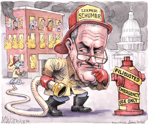 Political Cartoon U.S. Schumer filibuster senate