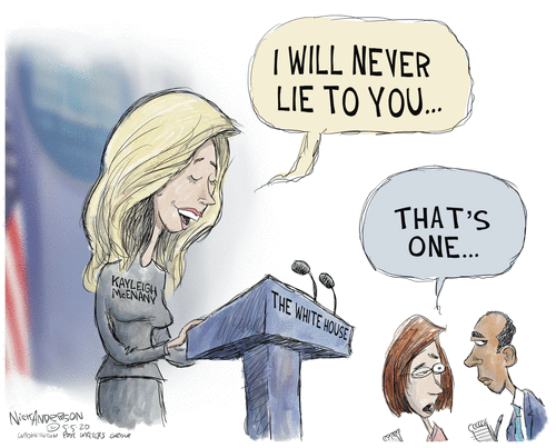 Political Cartoon U.S. Kayleigh McEnany press lies