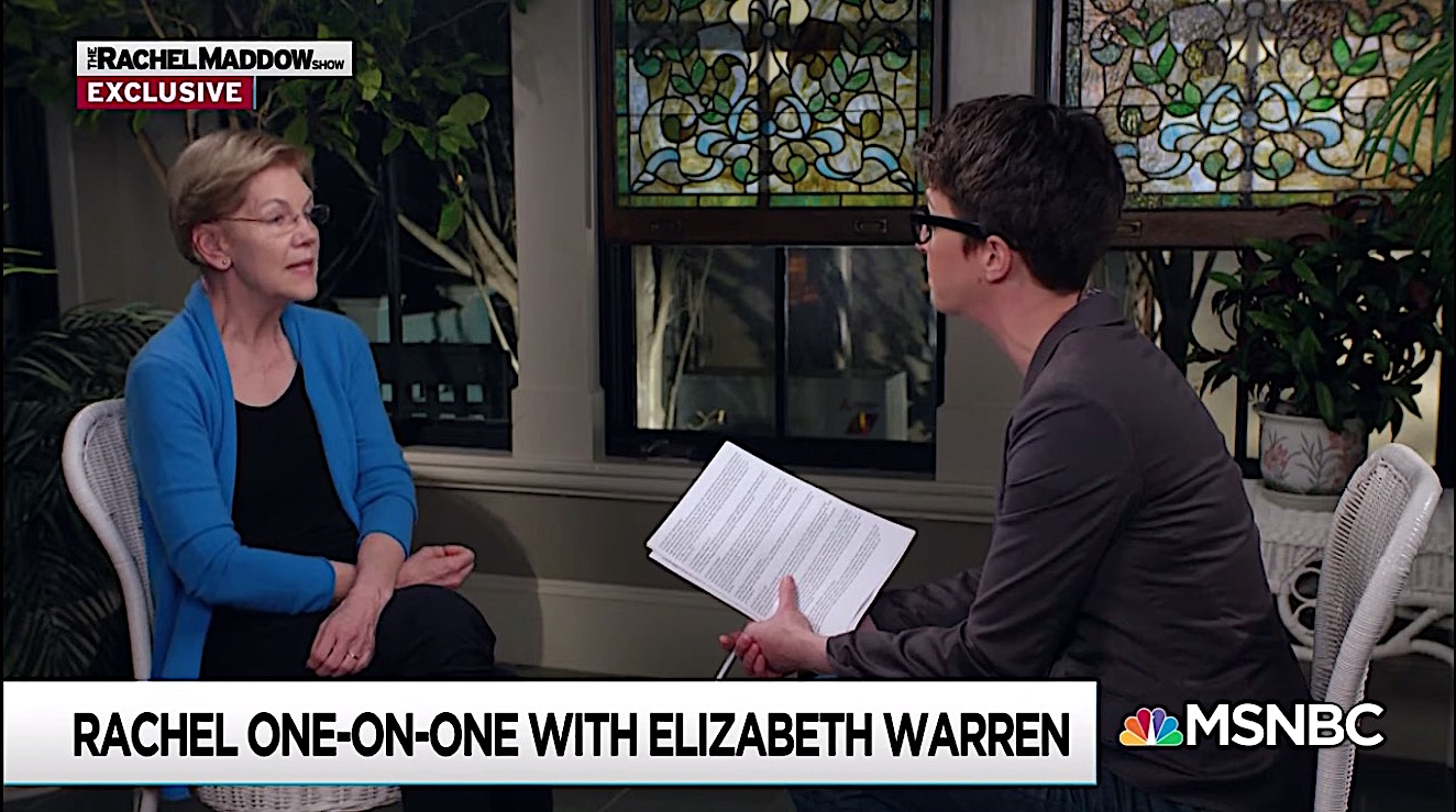 Elizabeth Warren and Rachel Maddow