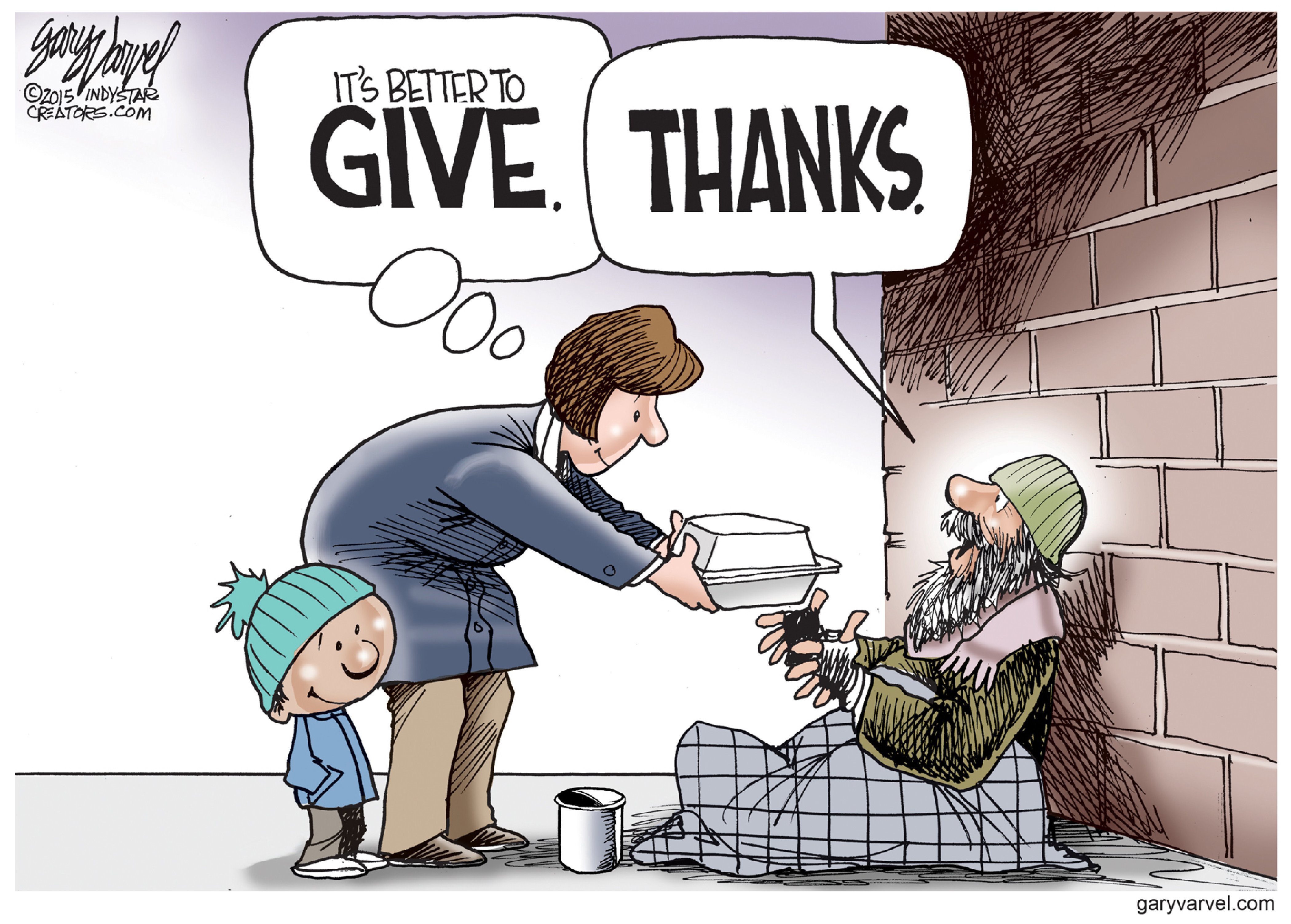 Editorial cartoon . Thanksgiving Day giving back