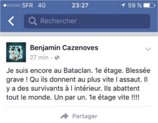Benjamin Cazenoves November 13 Facebook post describing the hostage situation in Paris from the inside.