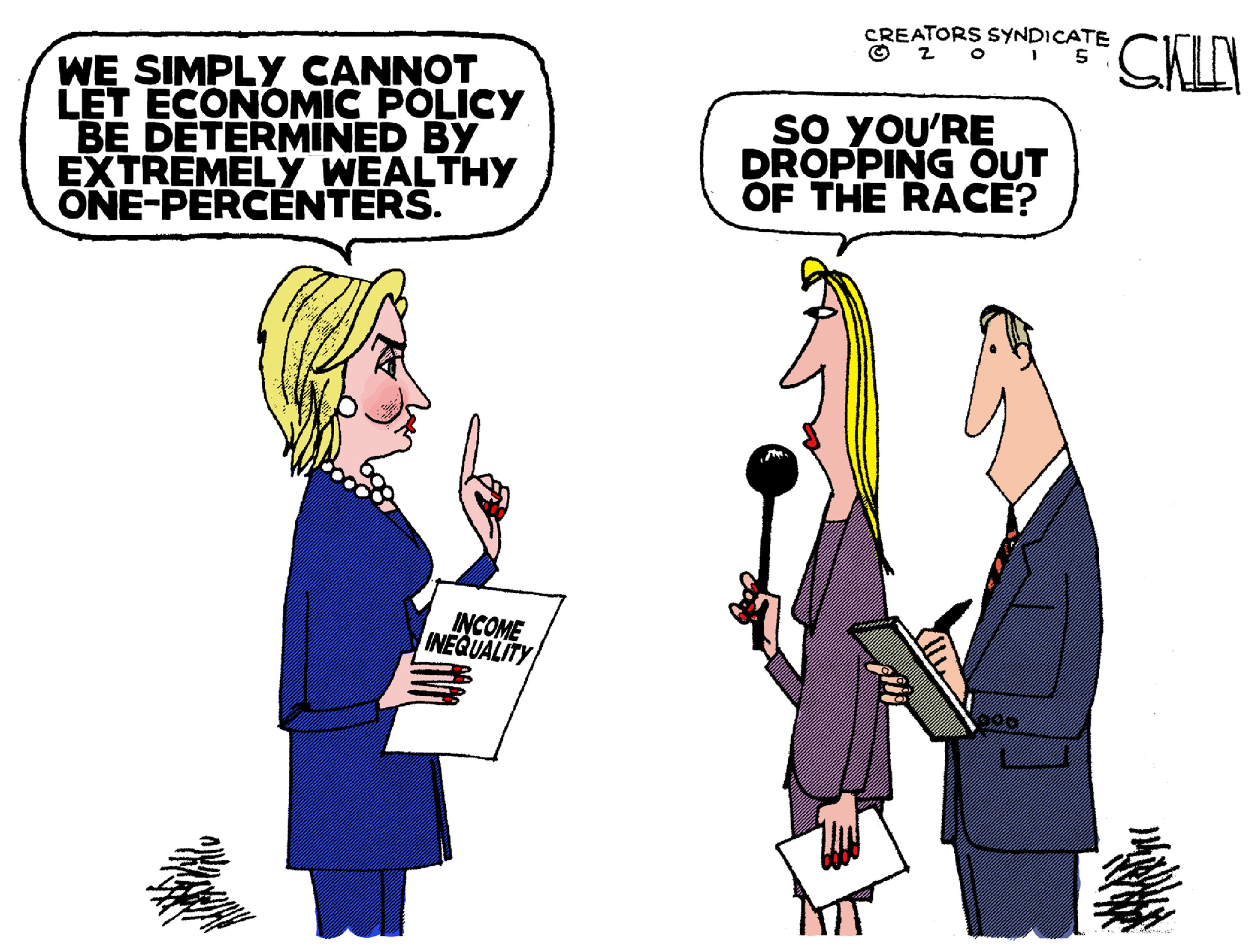 Political cartoon U.S. Hillary Clinton One Percent
