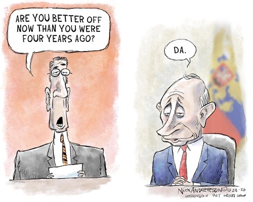 Political Cartoon U.S. Trump Putin 2020