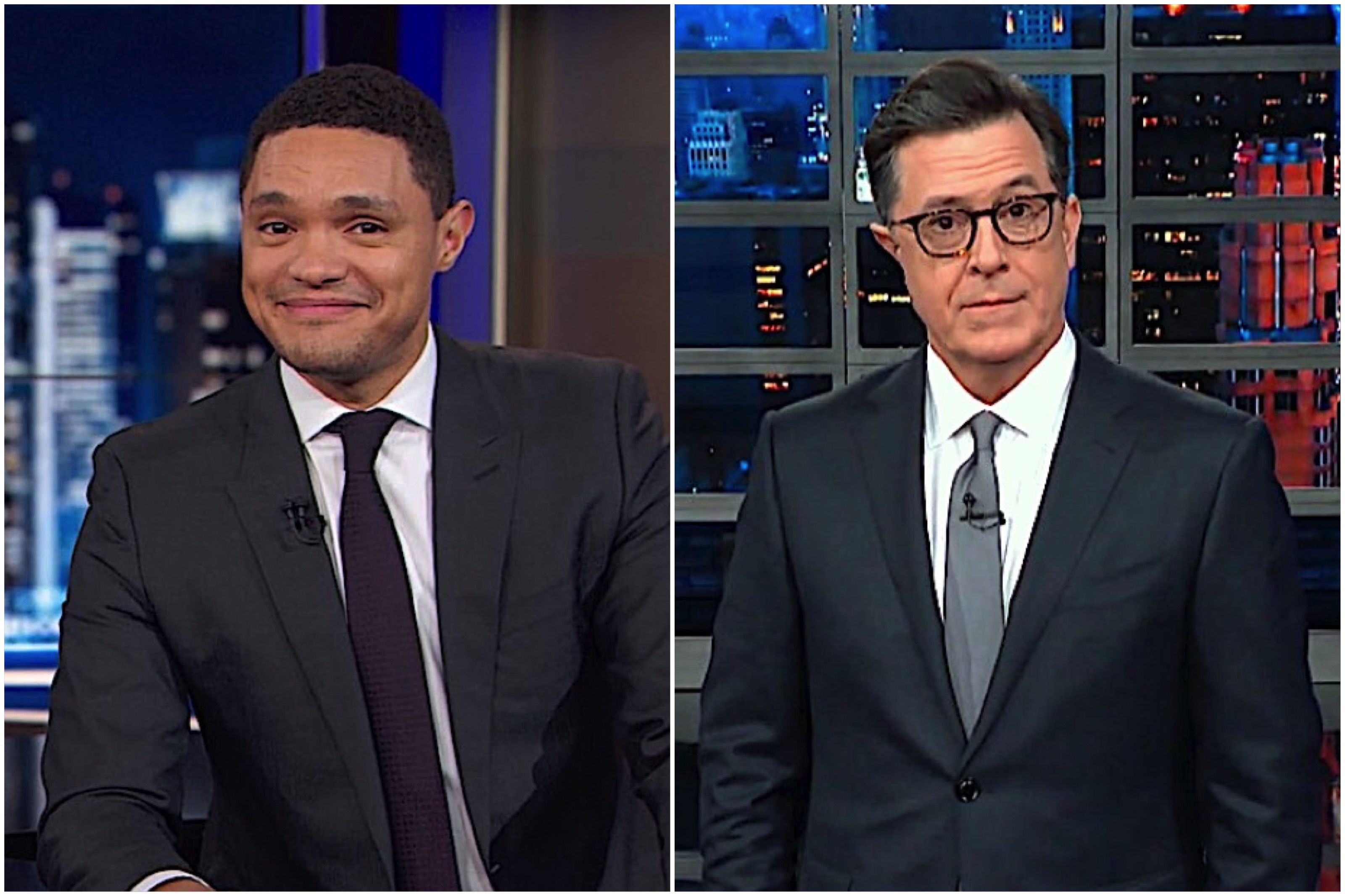 Trevor Noah and Stephen Colbert disagree about calling the border wall &quot;peaches&quot;