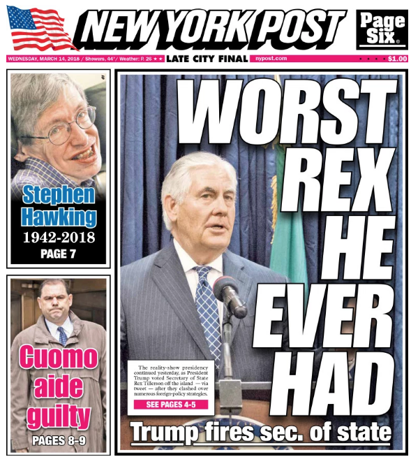 Cover with Rex Tillerson.