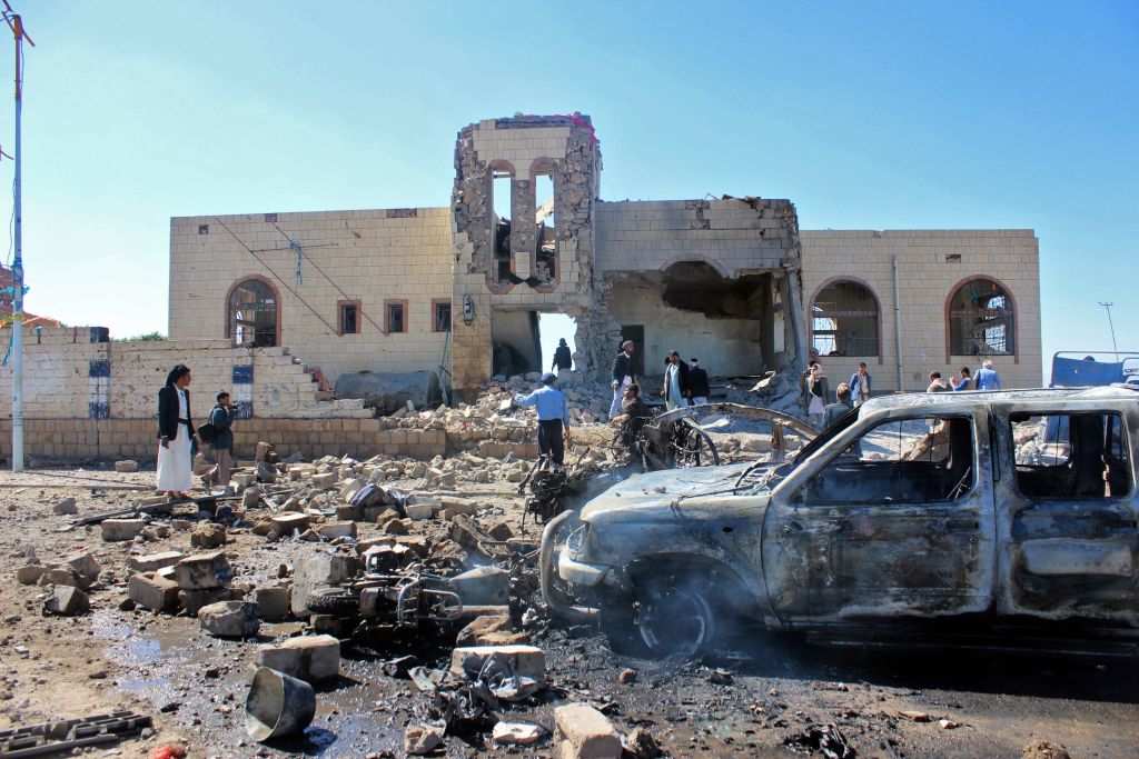 The aftermath of an airstrike in Yemen.