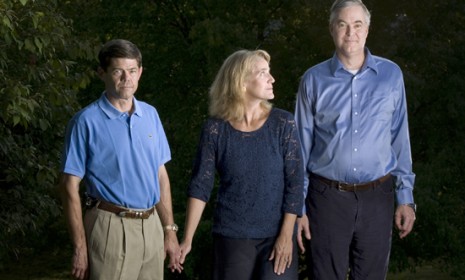 Page and her husband, Allan (left), care for Page&#039;s ex-husband, Robert (right), whose brain was severely damaged in an accident.