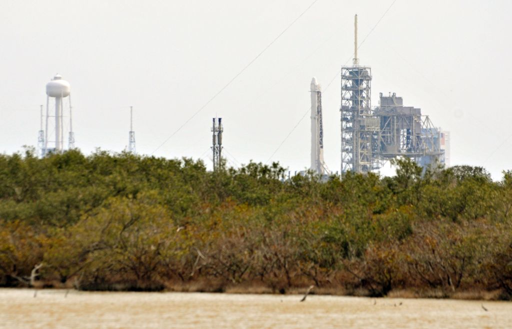 A SpaceX rocket prepares for takeoff