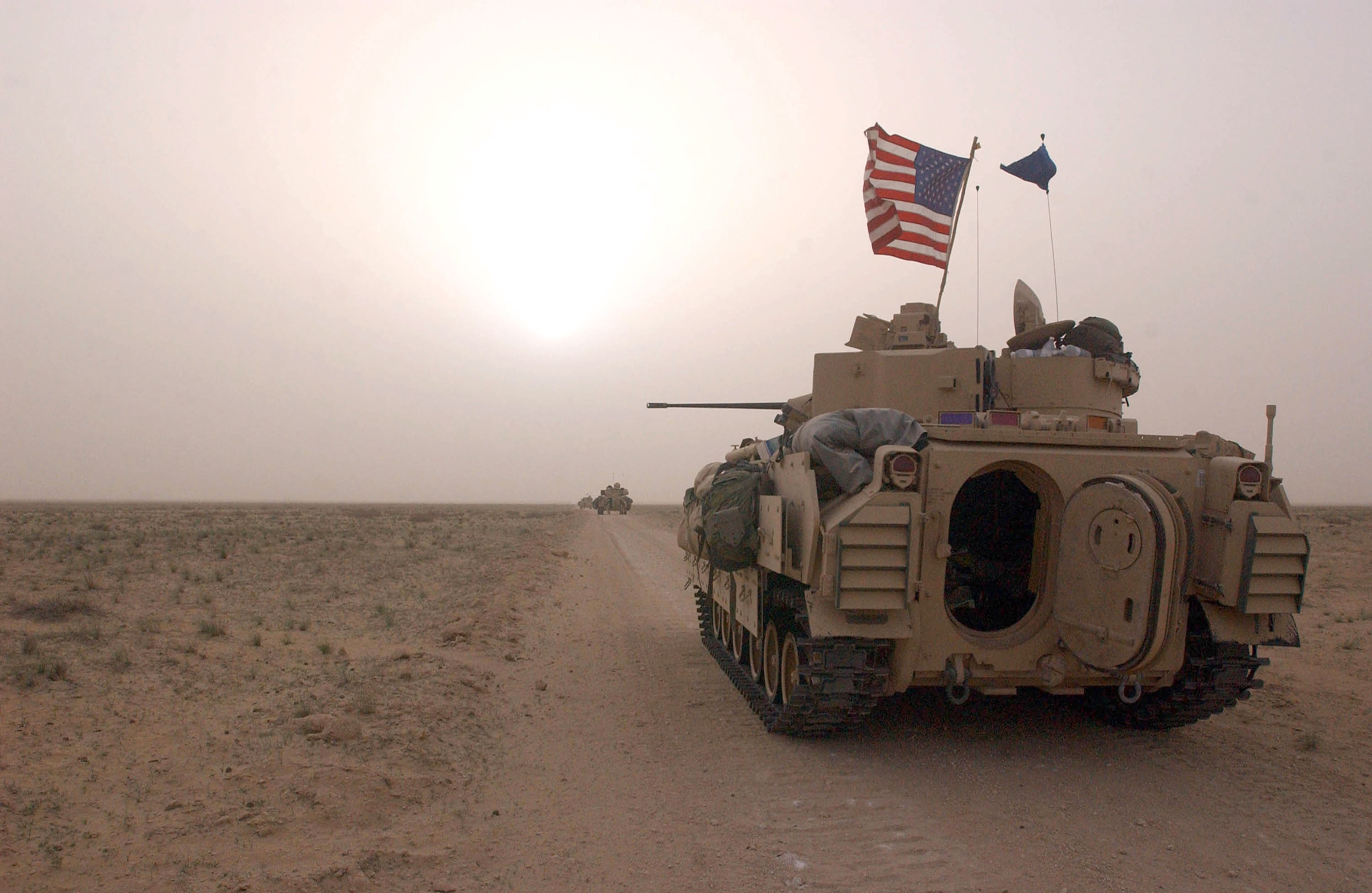 U.S. soldiers prepare to invade Iraq in 2003.