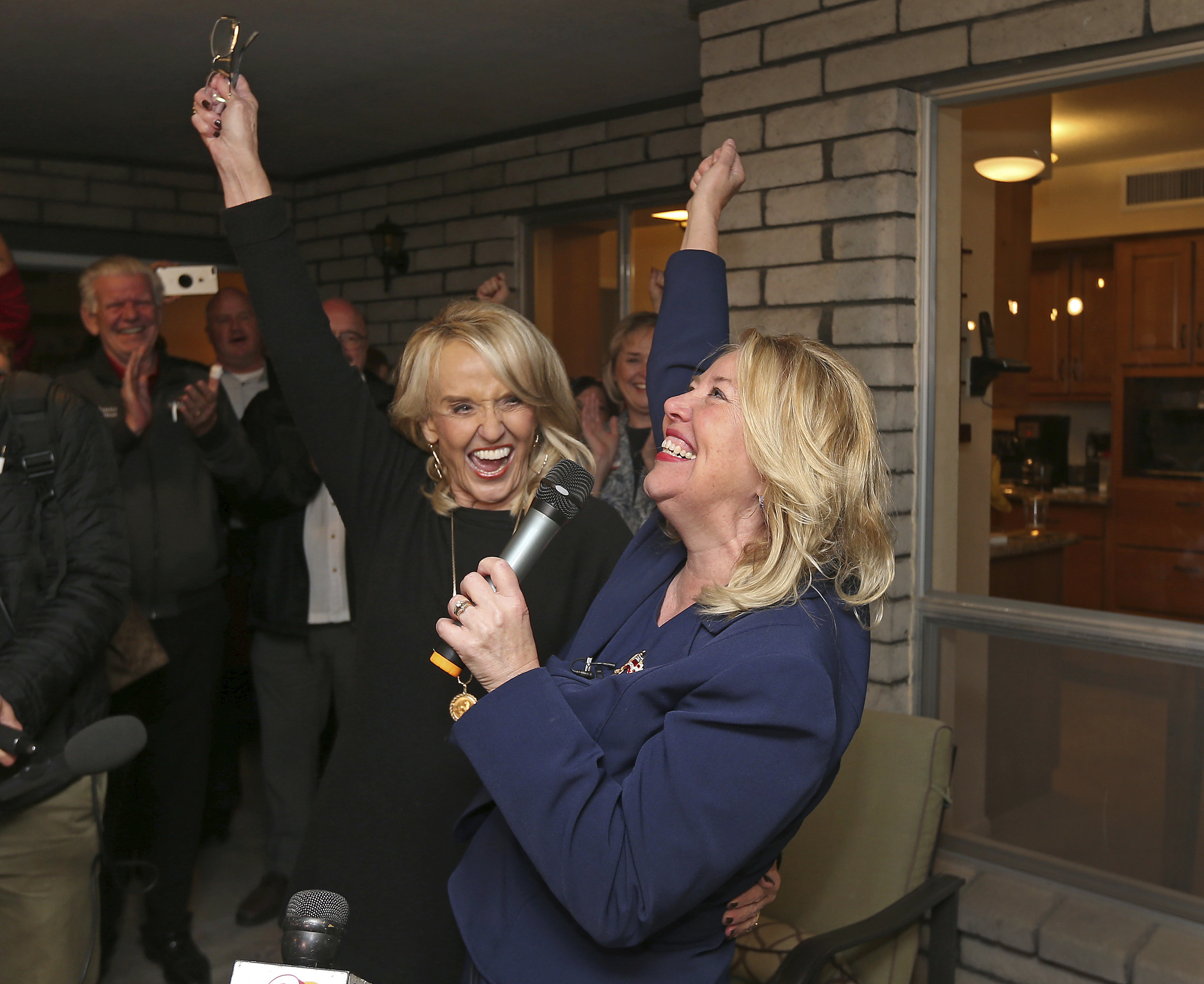 Debbie Lesko celebrates her win with former Arizona governor Jan Brewer.