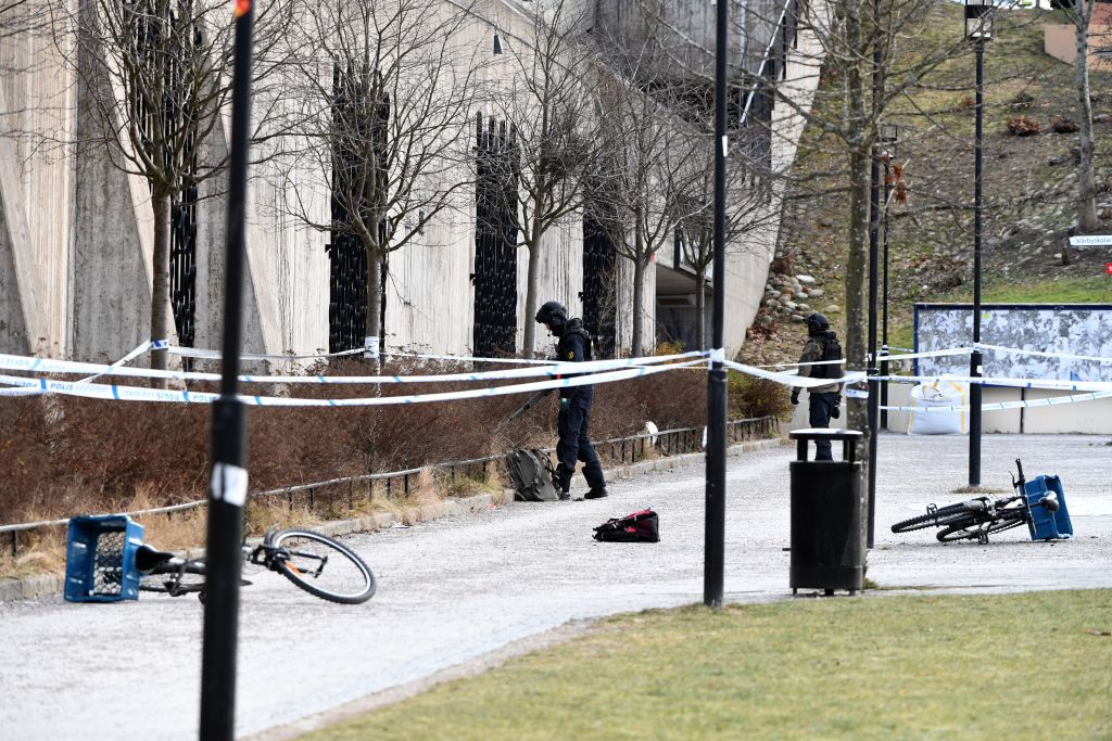 Police investigate an explosion in Stockholm, Sweden