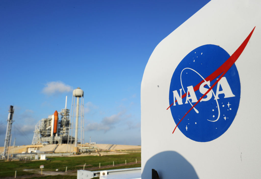 NASA logo and spacecraft.