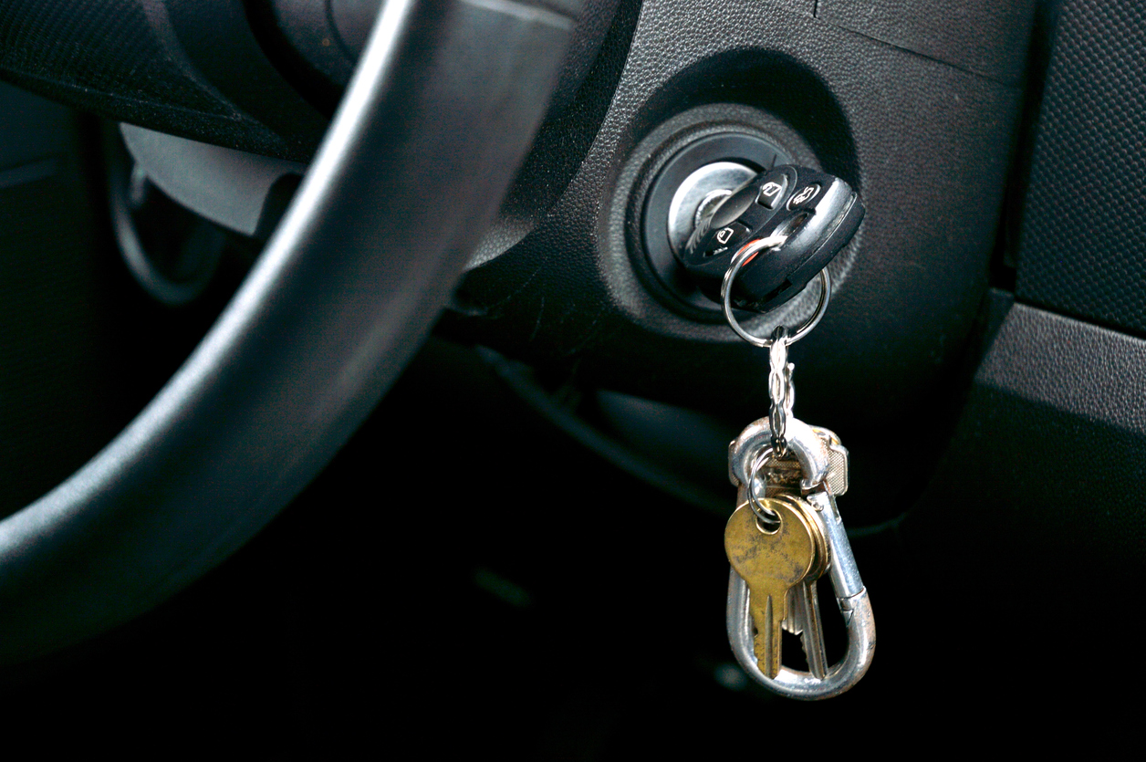Car keys in the ignition.