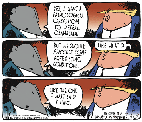 Political Cartoon U.S. Trump GOP Obamacare