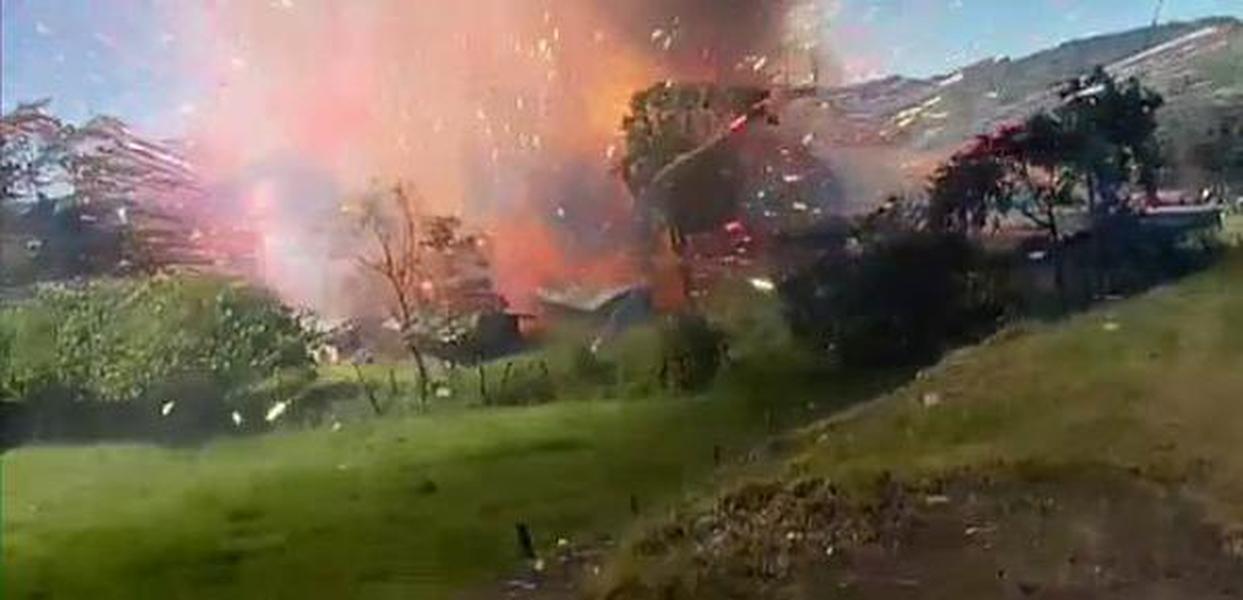 Enormous blast at fireworks factory in Colombia caught on video