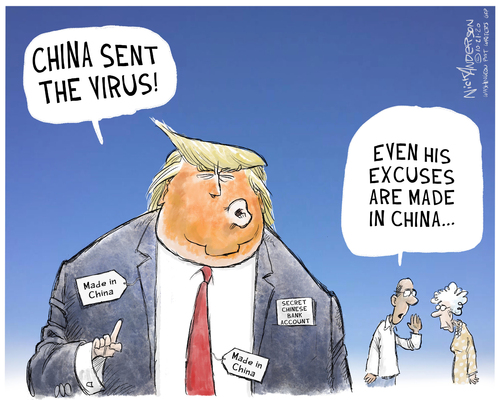 Political Cartoon U.S. Trump COVID China