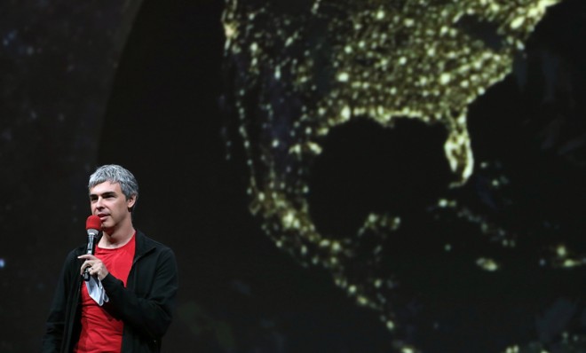 Co-founder and CEO of Google, Larry Page, speaks during the Google I/O conference in San Franciso, May 15.