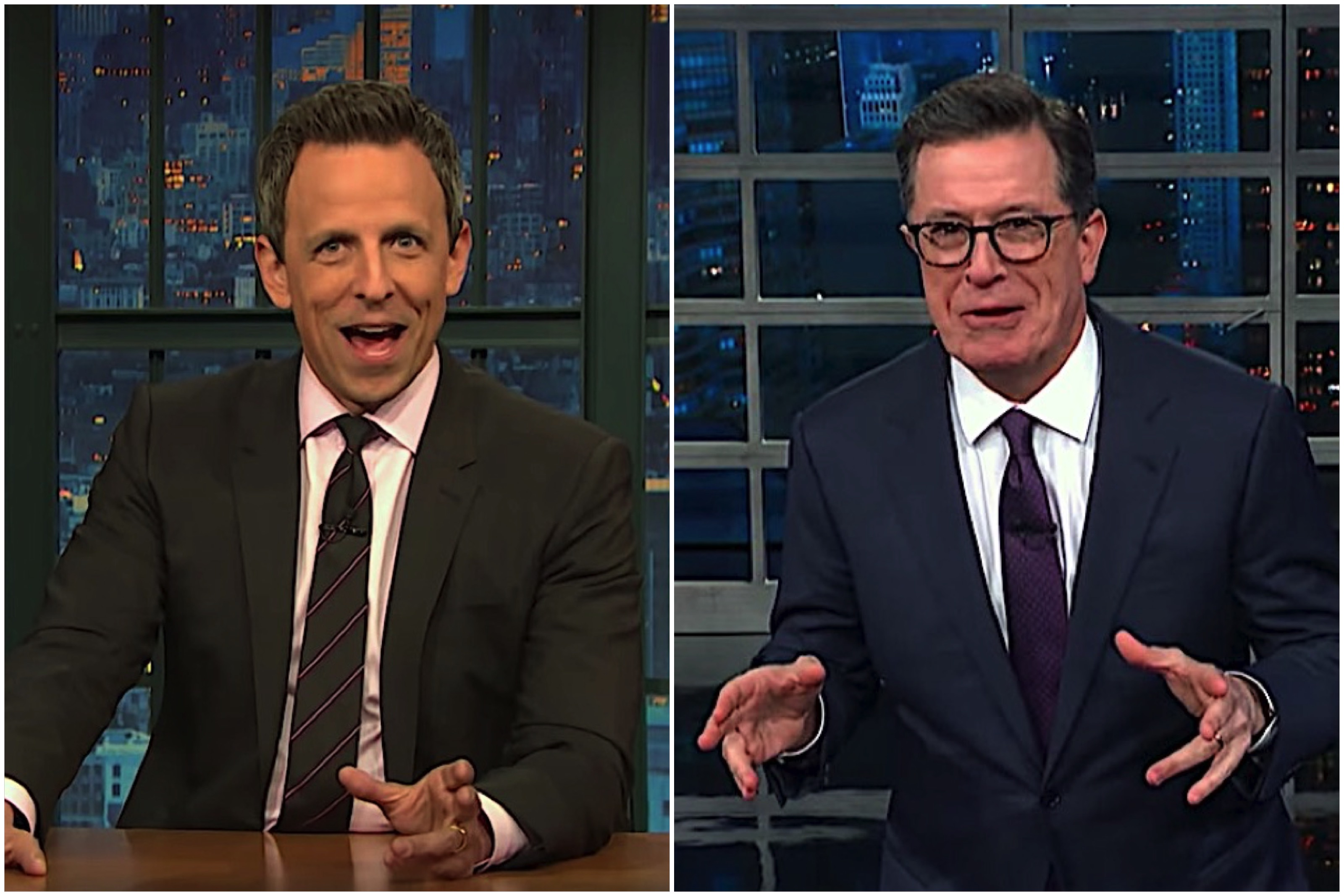 Stephen Colbert and Seth Meyers on Trump versus Nancy