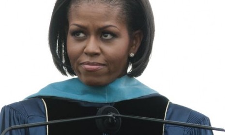 First Lady Michelle Obama speaks at George Washington University.
