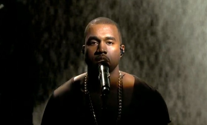 Kanye West performing his new single &#039;New Slaves&#039; on SNL.