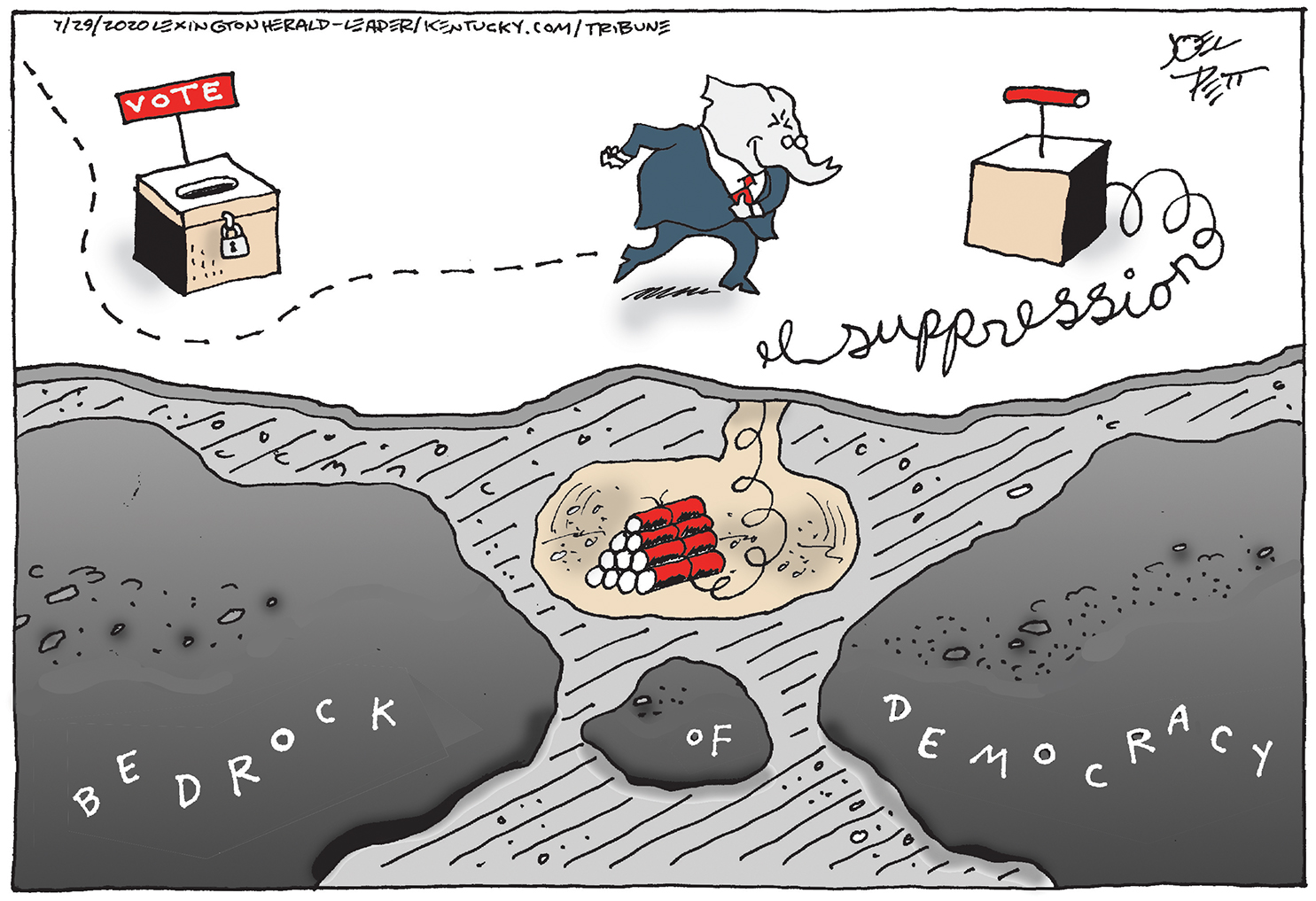 Political Cartoon U.S. GOP voter suppression&amp;nbsp;