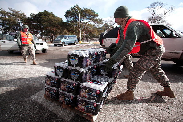 Water being delivered in Flint, Michigan.