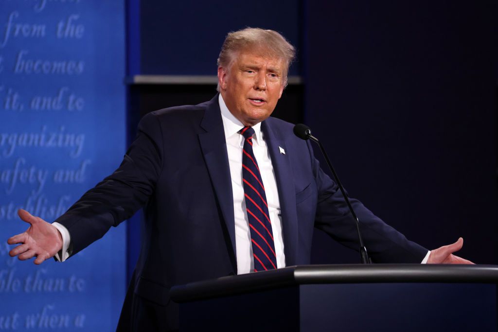 U.S. President Donald Trump participates in the first presidential debate against Democratic presidential nominee Joe Biden at the Health Education Campus of Case Western Reserve University o