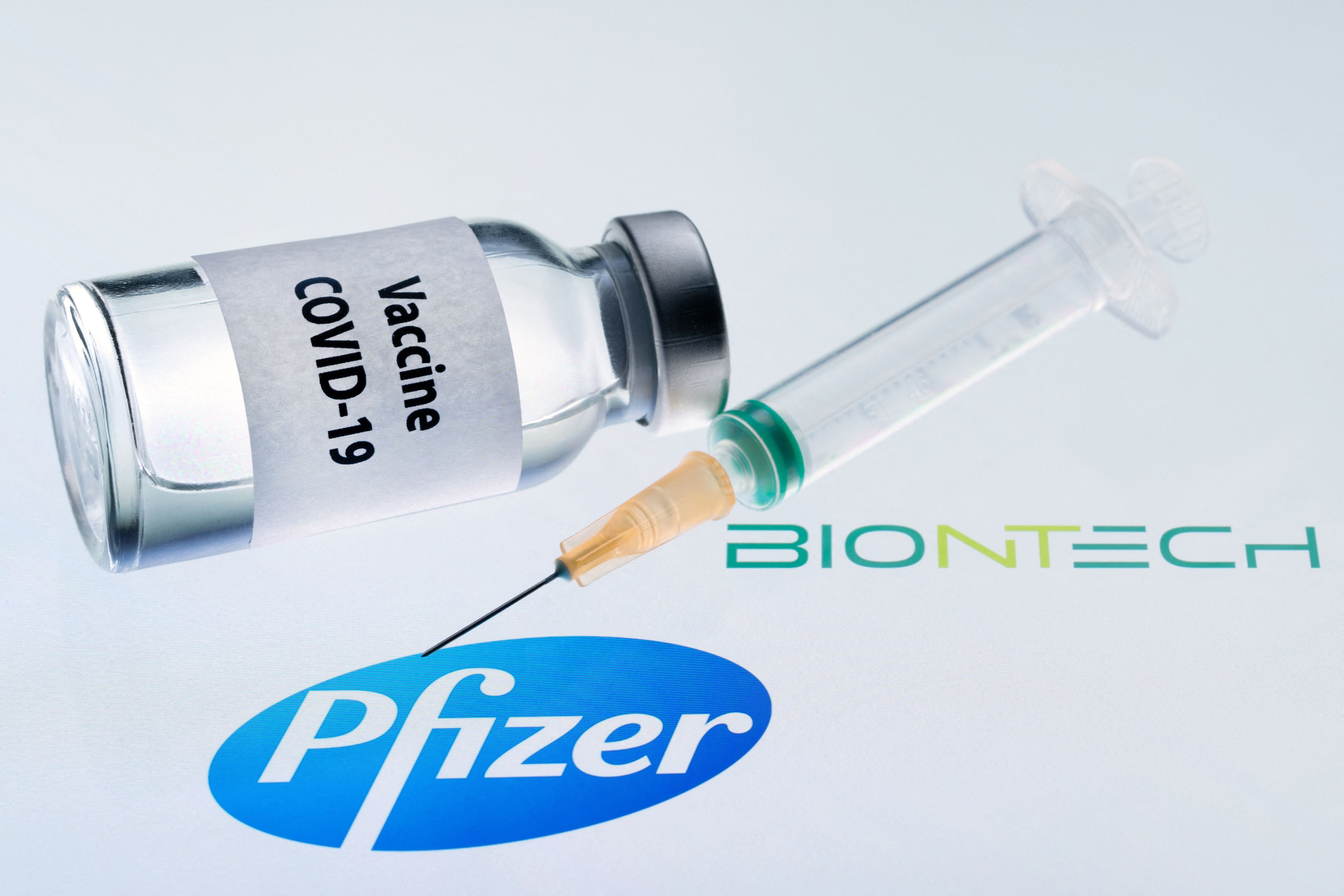 A Pfizer vaccine bottle