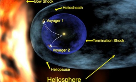 An artist&#039;s rendering shows the Voyager 1 reaching the edge of Earth&#039;s solar system after a 33-year odyssey.