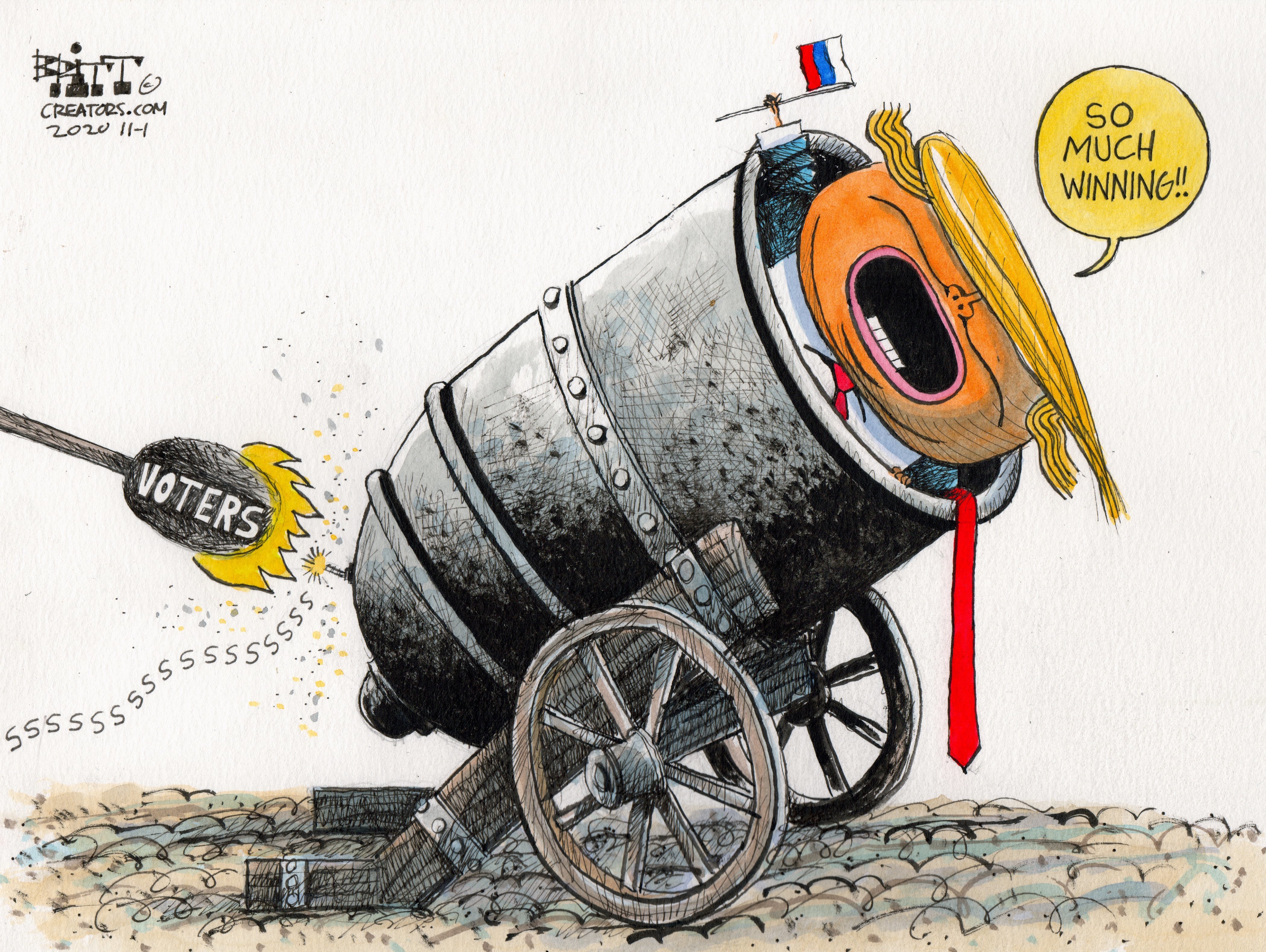 Political Cartoon U.S. Trump 2020